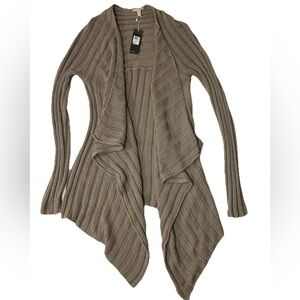 Eileen Fisher Angle Front Cardigan Tan Wheat Open Knit Size XL Neutral Lagenlook